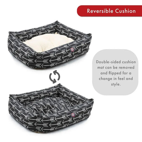 Arrow Luxe Bagel Pet Bed – Cozy Plush Cushion – Durable Arrow Print | Made in USA Majestic Pet