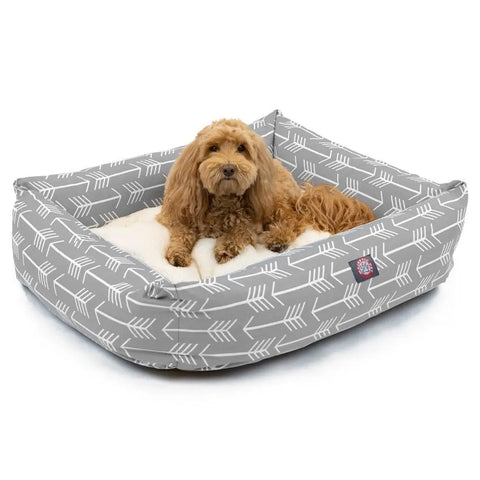 Arrow Luxe Bagel Pet Bed – Cozy Plush Cushion – Durable Arrow Print | Made in USA Majestic Pet