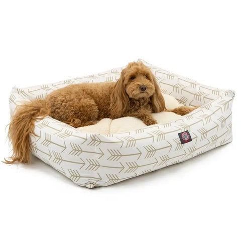 Arrow Luxe Bagel Pet Bed – Cozy Plush Cushion – Durable Arrow Print | Made in USA Majestic Pet