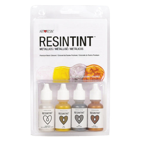 ResinTint Metallic Pigments – 4 Color Set for Resin Art | Gold, Silver, Bronze & White | Made in USA ArtResin  ResinTint