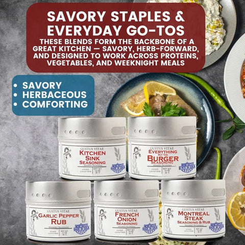 Artisan 20-Piece Seasoning and Sea Salt Tin Set – Small Batch Gourmet Spice Collection | Made in USA Gustus Vitae  Collections & Gift Sets