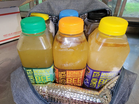 Artisan Cold Honey Tea Six Pack – Natural Flavored Iced Teas 80 Calorie – Made in USA Brooksville Florida Honey Badgers Bee Farm 