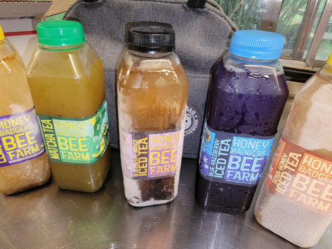 Artisan Cold Honey Tea Six Pack – Natural Flavored Iced Teas 80 Calorie – Made in USA Brooksville Florida Honey Badgers Bee Farm 