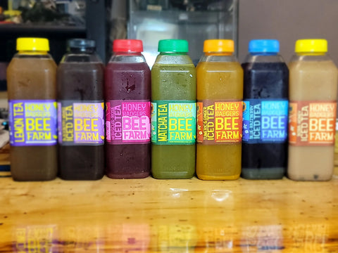 Artisan Cold Honey Tea Six Pack – Natural Flavored Iced Teas 80 Calorie – Made in USA Brooksville Florida Honey Badgers Bee Farm 