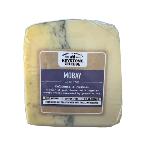 Artisan Mobay Cheese Wedge – Sheep and Goat Milk Blend with Grape Vine Vein | Handcrafted in USA Keystone Cheese  Cheese