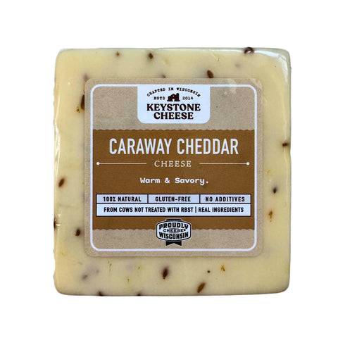 Artisan Wisconsin White Cheddar Cheese 7-10oz Blocks with Caraway Seeds – Creamy Tangy Flavor | Made in USA Keystone Cheese  Cheese