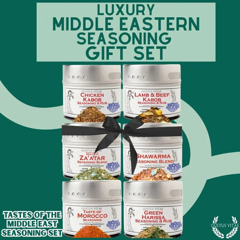 Artisanal Middle Eastern Spice Gift Set – Six Gourmet Seasonings – Made in USA Gustus Vitae  Collections & Gift Sets