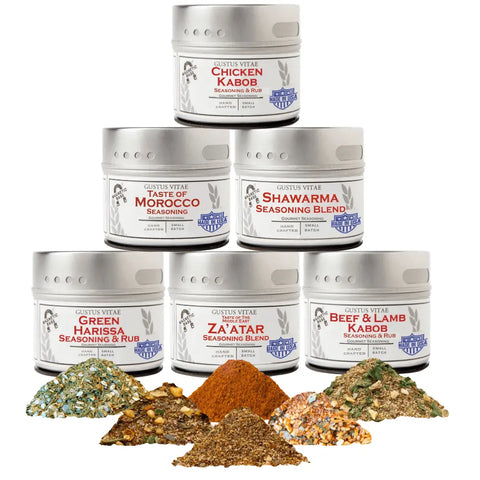 Artisanal Middle Eastern Spice Gift Set – Six Gourmet Seasonings – Made in USA Gustus Vitae  Collections & Gift Sets