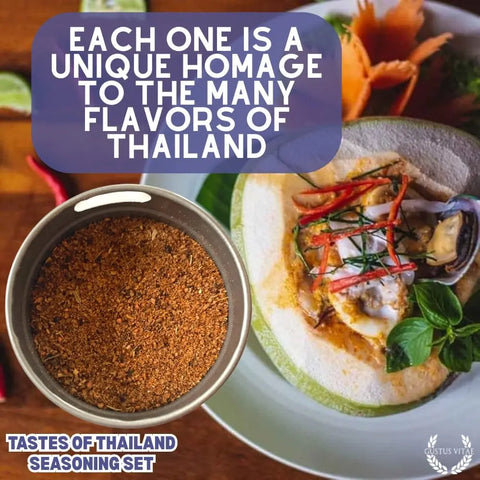 Artisanal Thai Spice Blend Gift Set – Gourmet Seasonings Six Pack | Made in USA Gustus Vitae  Collections & Gift Sets
