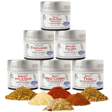 Artisanal Thai Spice Blend Gift Set – Gourmet Seasonings Six Pack | Made in USA Gustus Vitae  Collections & Gift Sets