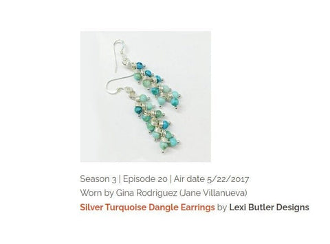 As Seen on TV Jane the Virgin Sterling Silver Turquoise Wire Wrapped Earrings