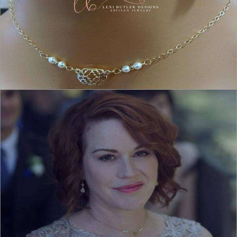 As Seen on Molly Ringwald 14 K Gold Filled Filigree Pearl Choker Necklace