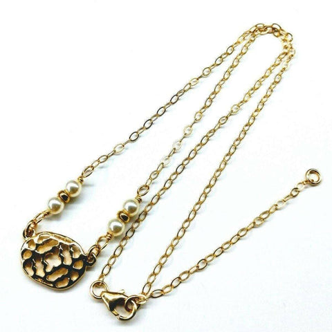 As Seen on Molly Ringwald 14 K Gold Filled Filigree Pearl Choker Necklace