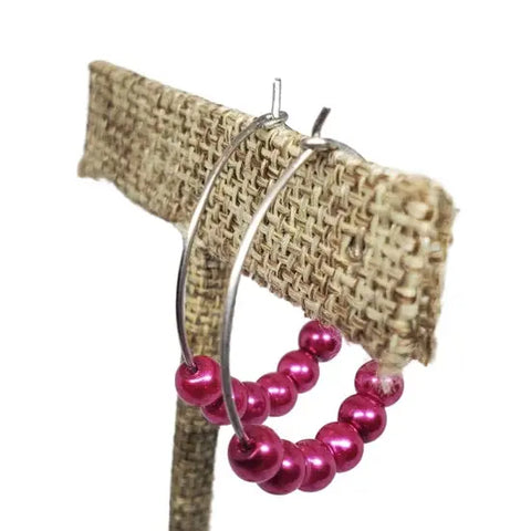 Assorted Color Pearl Hoop Earrings – Stainless Steel Wire – Handmade Jewelry | Made in USA Michelle Marie Boutique  Earrings