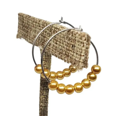 Assorted Color Pearl Hoop Earrings – Stainless Steel Wire – Handmade Jewelry | Made in USA Michelle Marie Boutique  Earrings