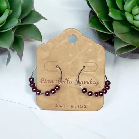 Assorted Color Pearl Hoop Earrings – Stainless Steel Wire – Handmade Jewelry | Made in USA Michelle Marie Boutique  Earrings