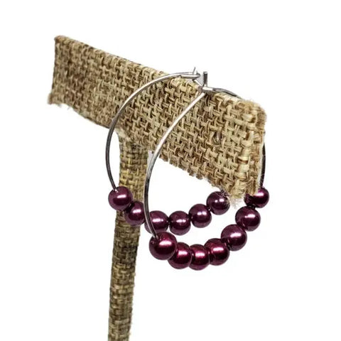 Assorted Color Pearl Hoop Earrings – Stainless Steel Wire – Handmade Jewelry | Made in USA Michelle Marie Boutique  Earrings