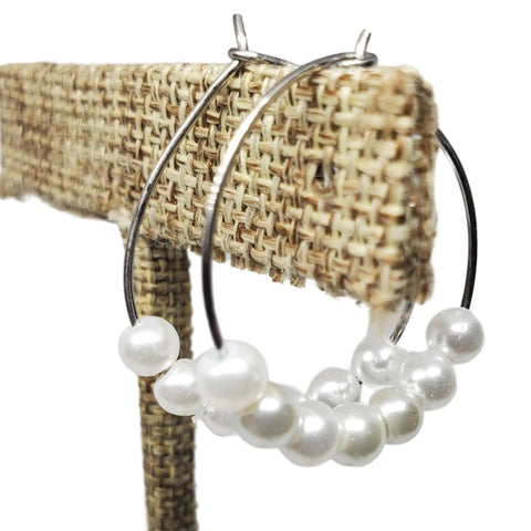 Assorted Color Pearl Hoop Earrings – Stainless Steel Wire – Handmade Jewelry | Made in USA Michelle Marie Boutique  Earrings