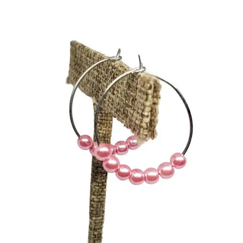 Assorted Color Pearl Hoop Earrings – Stainless Steel Wire – Handmade Jewelry | Made in USA Michelle Marie Boutique  Earrings