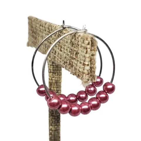Assorted Color Pearl Hoop Earrings – Stainless Steel Wire – Handmade Jewelry | Made in USA Michelle Marie Boutique  Earrings