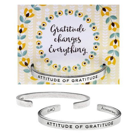 Attitude of Gratitude Inspirational Pewter Cuff Bracelet – Handcrafted Open Quote Jewelry | Made in USA Whitney Howard Designs  Cuff Bracelets