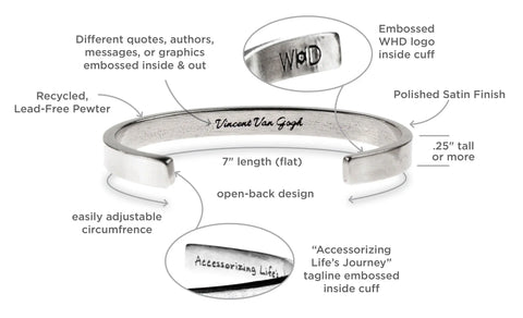 Attitude of Gratitude Inspirational Pewter Cuff Bracelet – Handcrafted Open Quote Jewelry | Made in USA Whitney Howard Designs  Cuff Bracelets