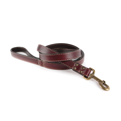 Auburn Leathercrafters Full Grain Leather Dog Leash 4ft and 6ft – Antique Brass Hardware | Made in USA Auburn Leathercrafters  item