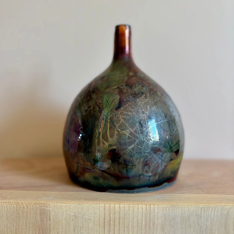 Aurora Borealis Raku 1 | Iridescent Porcelain Vase – Handcrafted Decorative Vase by Hillit Wahlberg | Made in USA All Muddy 