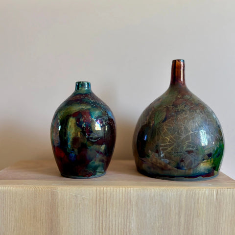 Aurora Borealis Raku 1 | Iridescent Porcelain Vase – Handcrafted Decorative Vase by Hillit Wahlberg | Made in USA All Muddy 