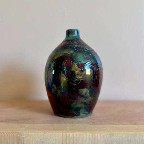 Aurora Borealis Raku 2 | Iridescent Porcelain Vase – Handcrafted Decorative Accent | Made in USA All Muddy 
