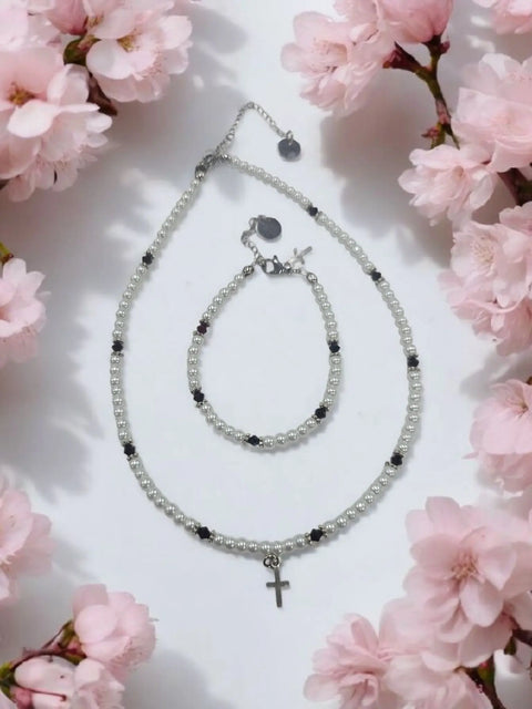Austrian Crystal Birthstone and Freshwater Pearl Jewelry Set – Necklace Bracelet Earrings – First Communion Gift | Made in USA Michelle Marie Boutique  Jewelry Set