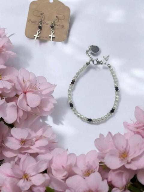 Austrian Crystal Birthstone and Freshwater Pearl Jewelry Set – Necklace Bracelet Earrings – First Communion Gift | Made in USA Michelle Marie Boutique  Jewelry Set