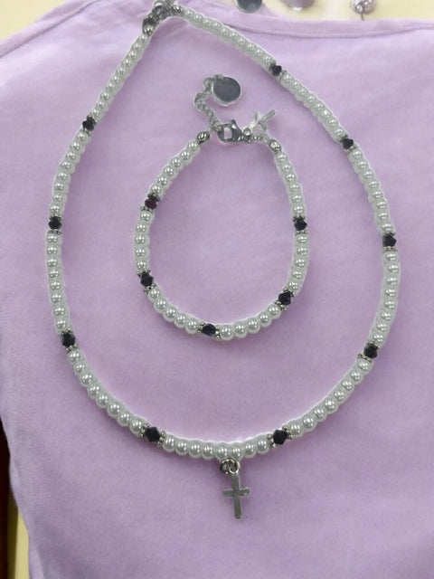 Austrian Crystal Birthstone and Freshwater Pearl Jewelry Set – Necklace Bracelet Earrings – First Communion Gift | Made in USA Michelle Marie Boutique  Jewelry Set