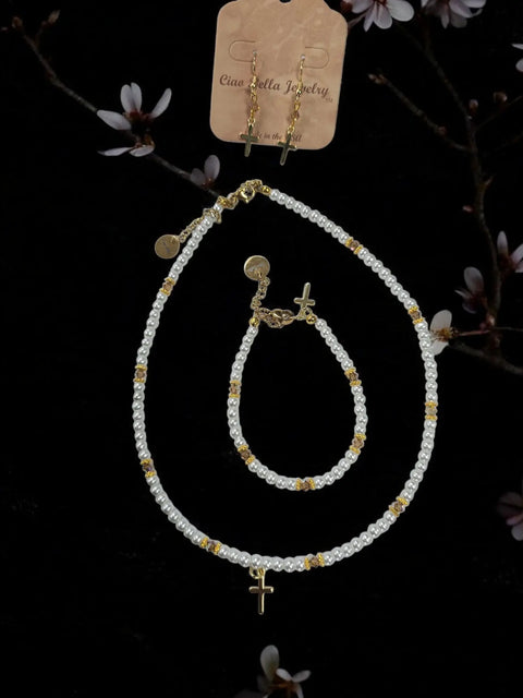 Austrian Crystal Birthstone and Freshwater Pearl Jewelry Set – Necklace Bracelet Earrings – First Communion Gift | Made in USA Michelle Marie Boutique  Jewelry Set