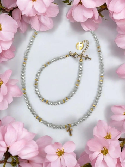 Austrian Crystal Birthstone and Freshwater Pearl Jewelry Set – Necklace Bracelet Earrings – First Communion Gift | Made in USA Michelle Marie Boutique  Jewelry Set