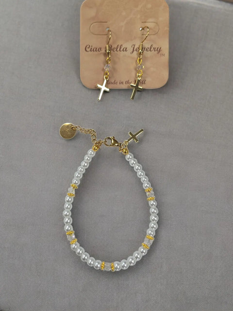 Austrian Crystal Birthstone and Freshwater Pearl Jewelry Set – Necklace Bracelet Earrings – First Communion Gift | Made in USA Michelle Marie Boutique  Jewelry Set