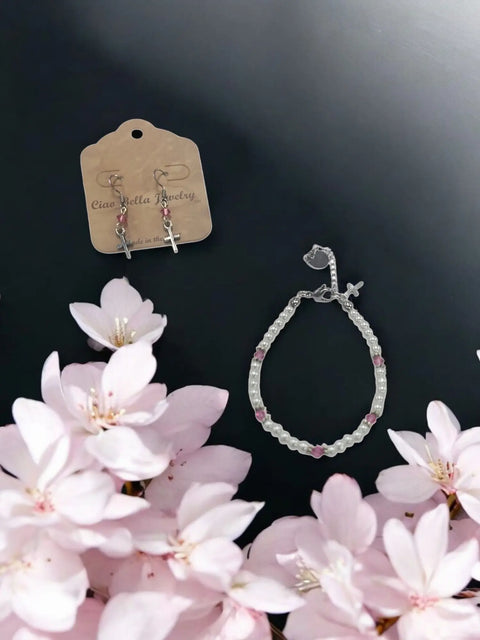 Austrian Crystal Birthstone and Freshwater Pearl Jewelry Set – Necklace Bracelet Earrings – First Communion Gift | Made in USA Michelle Marie Boutique  Jewelry Set