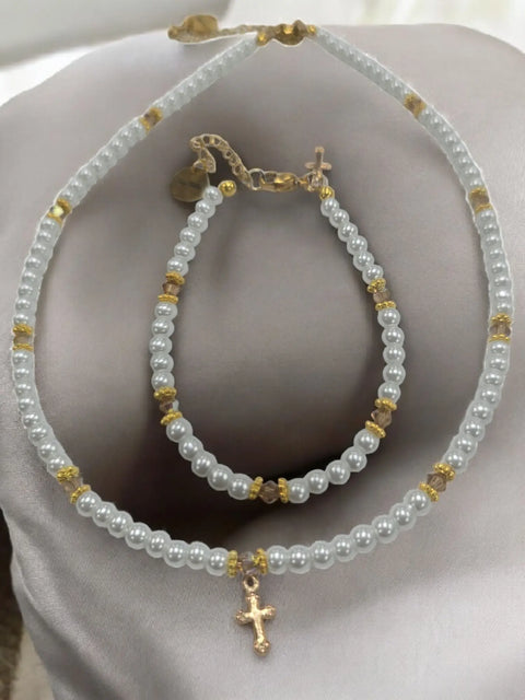 Austrian Crystal Birthstone and Freshwater Pearl Jewelry Set – Necklace Bracelet Earrings – First Communion Gift | Made in USA Michelle Marie Boutique  Jewelry Set