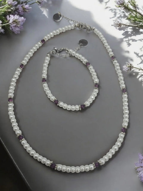 Austrian Crystal Birthstone and Pearl Set Necklace/Bracelet/Earring Michelle Marie Boutique  Jewelry Set