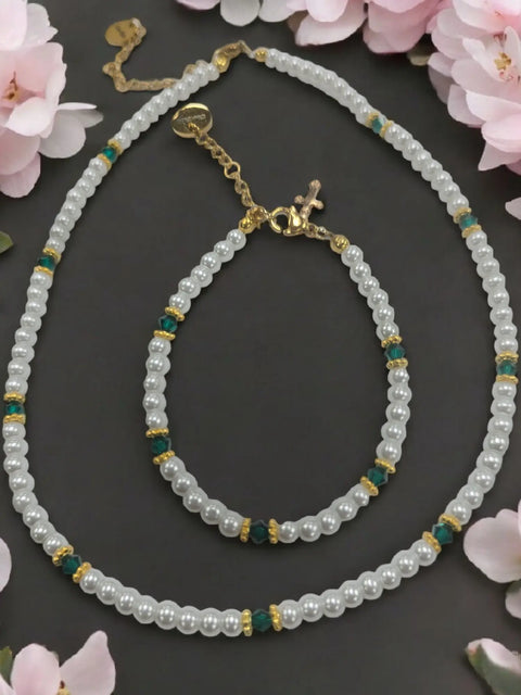 Austrian Crystal Birthstone and Pearl Set Necklace/Bracelet/Earring Michelle Marie Boutique  Jewelry Set