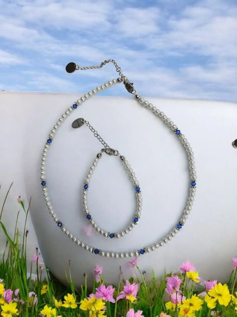 Austrian Crystal Birthstone and Pearl Set Necklace/Bracelet/Earring Michelle Marie Boutique  Jewelry Set