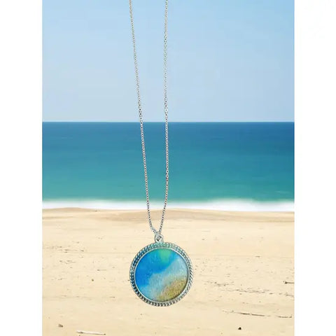 Authentic Beach Sand Pendant Necklace – Adjustable 16 Inch Chain – Alloy Setting | Made in USA Gift Jewelry Boxed Michelle Marie Boutique  Necklaces