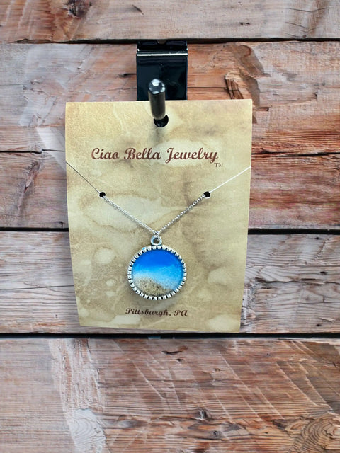 Authentic Beach Sand Pendant Necklace – Adjustable 16 Inch Chain – Alloy Setting | Made in USA Gift Jewelry Boxed Michelle Marie Boutique  Necklaces