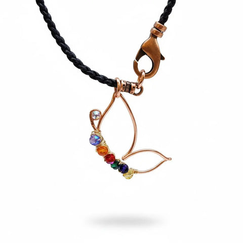 Autism Crystal Golden Wire Wrapped Butterfly Necklace Alexa Martha Designs  Necklaces