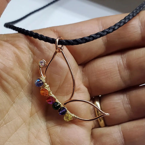 Autism Crystal Golden Wire Wrapped Butterfly Necklace Alexa Martha Designs  Necklaces