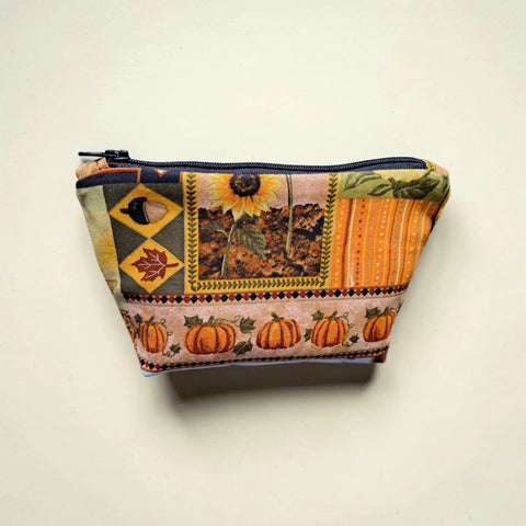 Autumn Sunflower Cosmetic Bag Set – Small, Medium, Large Makeup Pouches | Handmade Cotton | Made in USA Frances Farm & Craft  Cosmetic bags