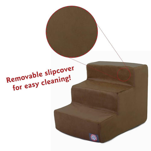 Suede Pet Stairs 3 Step – Heavy Duty Dog Ramp with Washable Cover | Made in USA Majestic Pet 