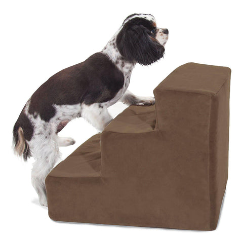 Suede Pet Stairs 3 Step – Heavy Duty Dog Ramp with Washable Cover | Made in USA Majestic Pet 