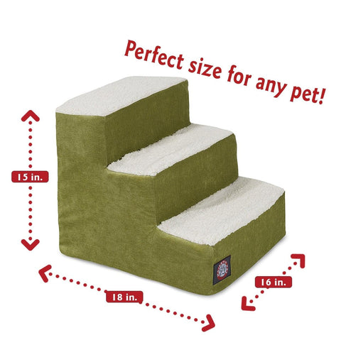 Villa 3 Step Pet Stairs – Soft Foam Steps for Small Dogs and Cats | Made in USA Majestic Pet 