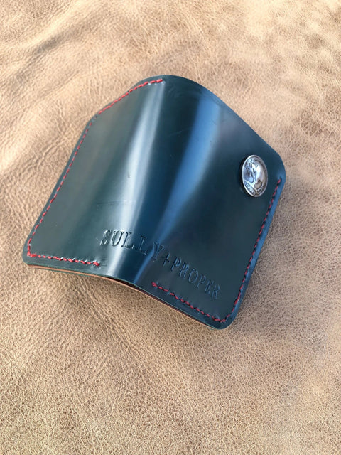 Deep Sea Teal Leather Card Wallet – Handmade Slim Design | Made in USA Sully + Proper Supply 